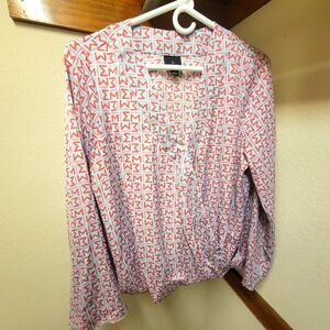 Worthington medium pale blue coral print blouse